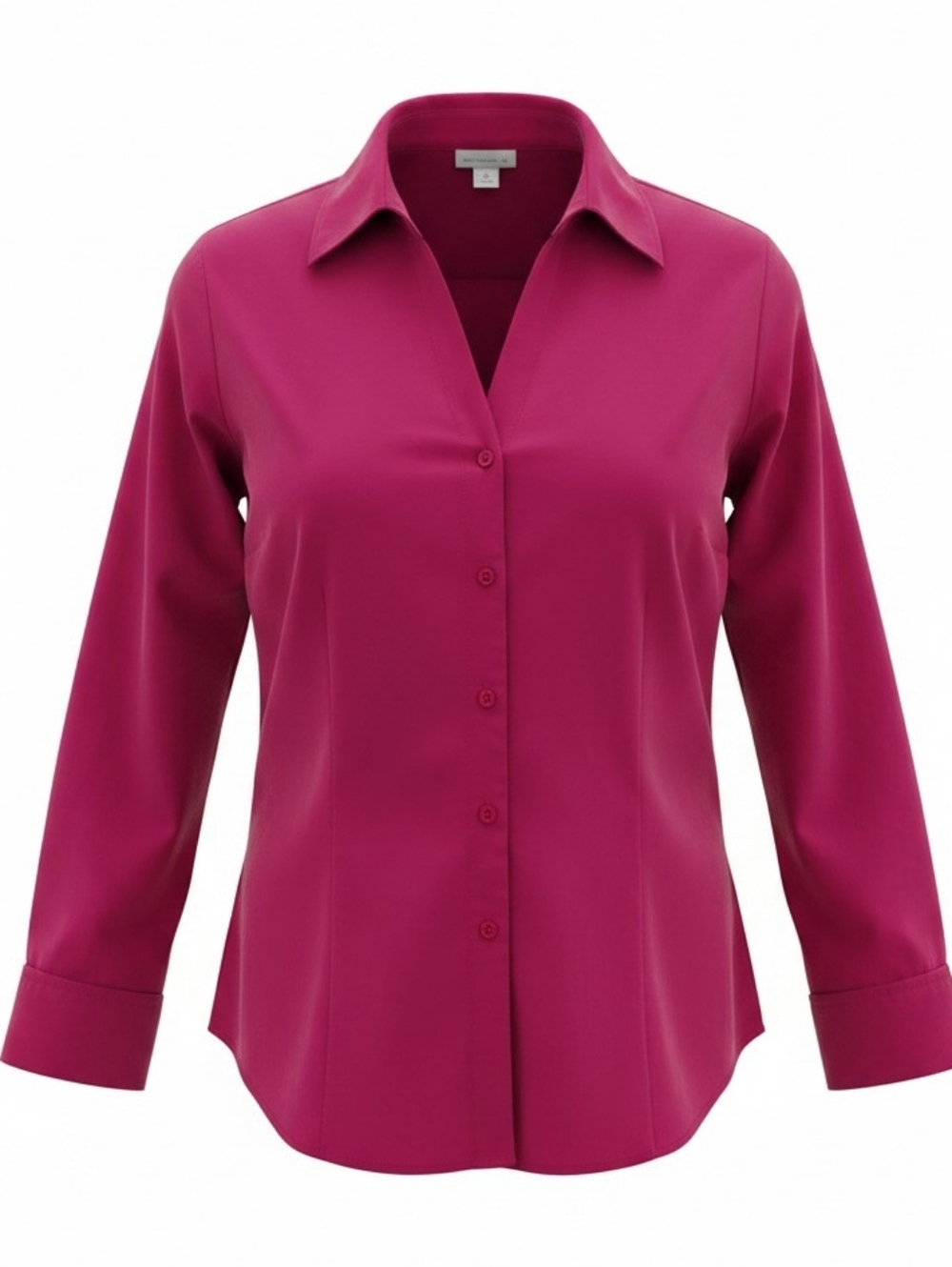 Worthington Stretch Fuchsia Cuffed Long Sleeve Button-Down Shirt Size 14